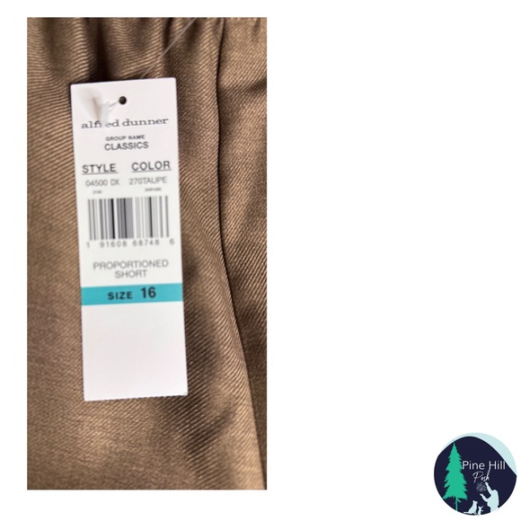 NEW Alfred Dunner Classics Pants Size 16 Proportioned Short Taupe Straight Leg - Picture 4 of 8
